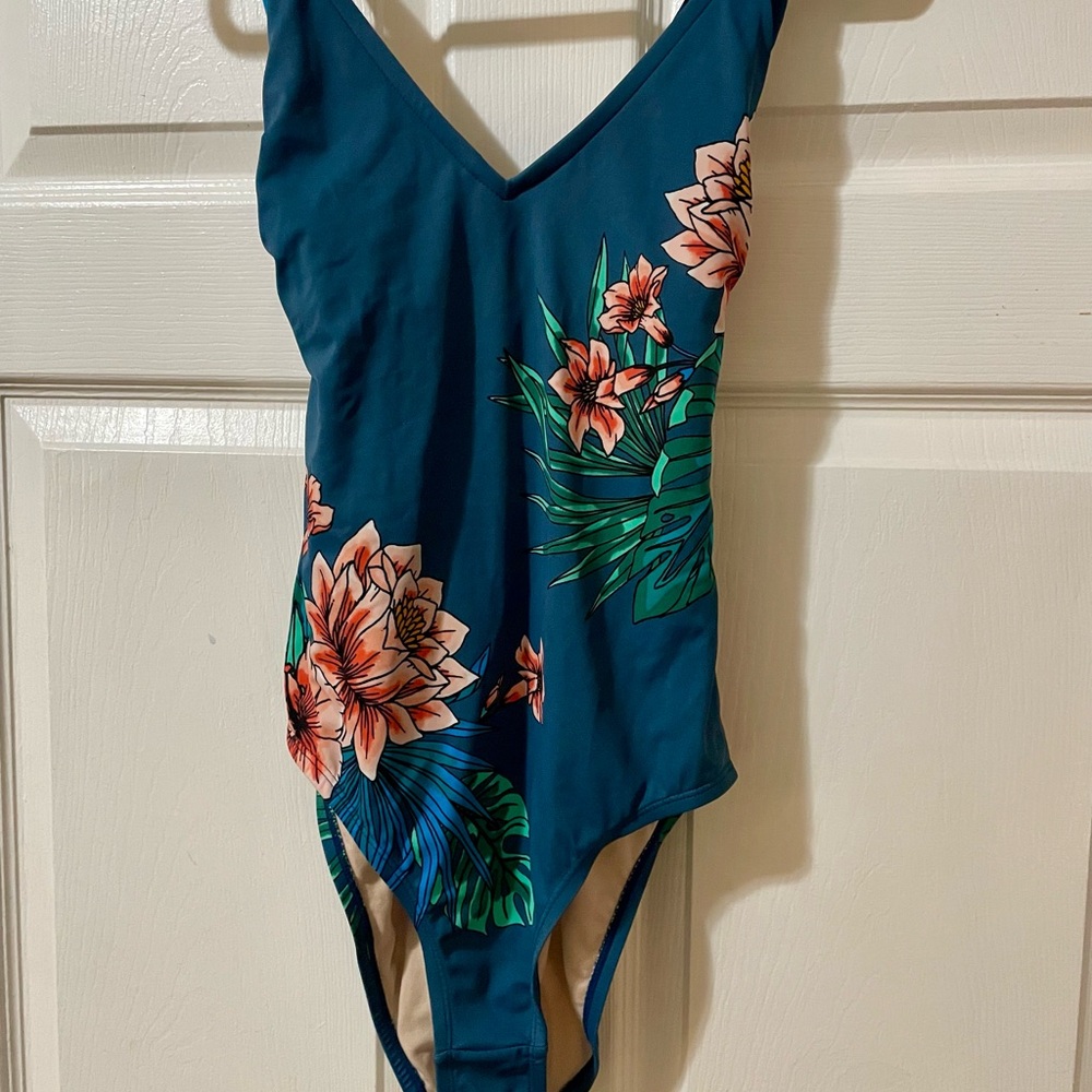 Target Teal Floral One-Piece Swimsuit